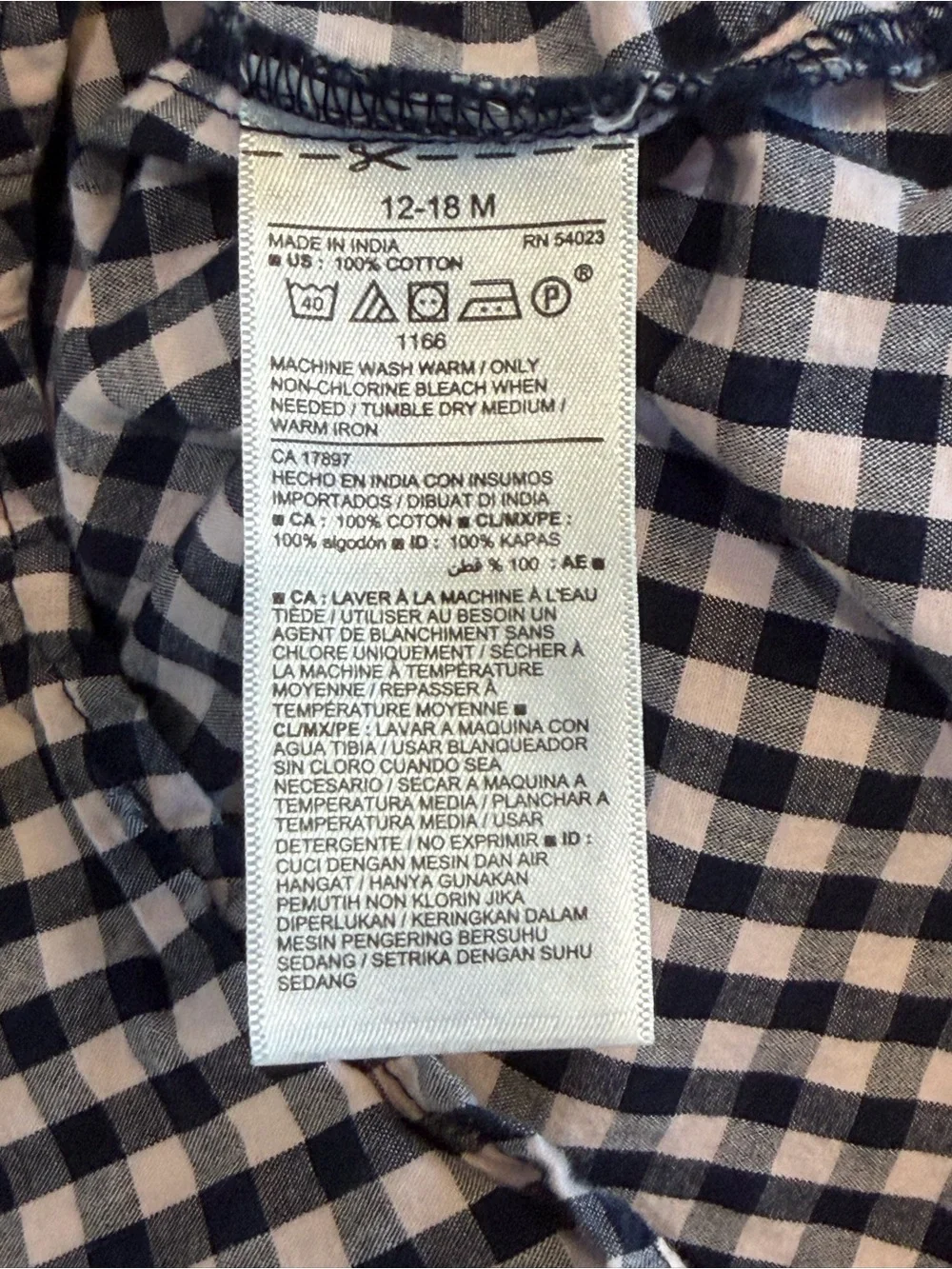 Old Navy Toddler Boys Navy & Light Pink Gingham Button-Up Shirt, 12-18 Months